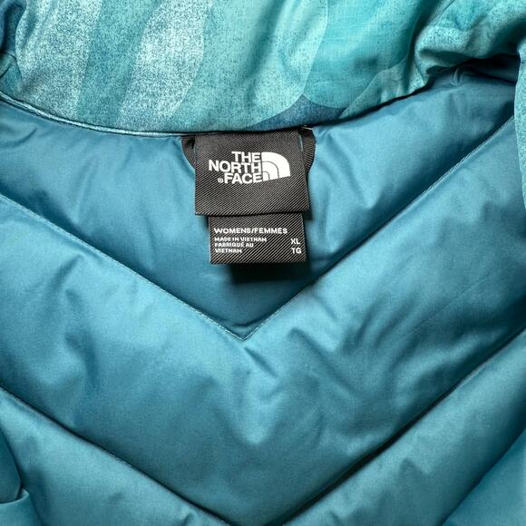 The North Face 550 Down Puffer Vest Jacket Womens XL Alpz 2.0 Mallard Blue Camo - Picture 3 of 6